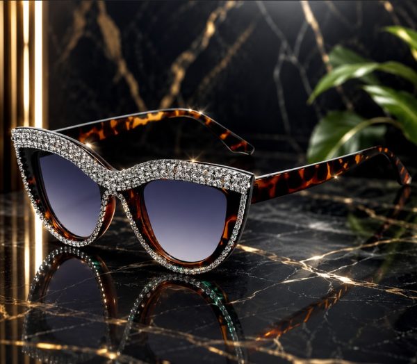 Rhinestone Spec Leopard Gold