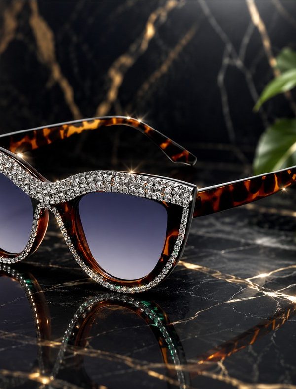 Rhinestone Spec Leopard Gold